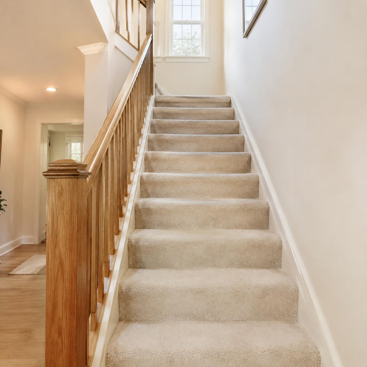 Freshly cleaned carpeted staircase